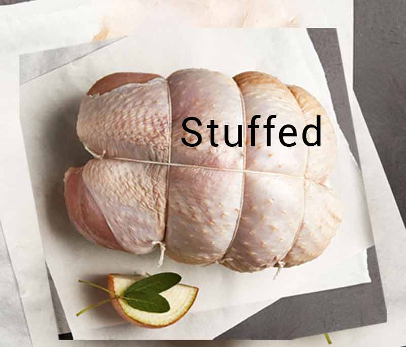 Stuffed Turkey Breast Boneless Skin-On (Traditional/Plain Stuffing) (Fresh) (Uncooked)